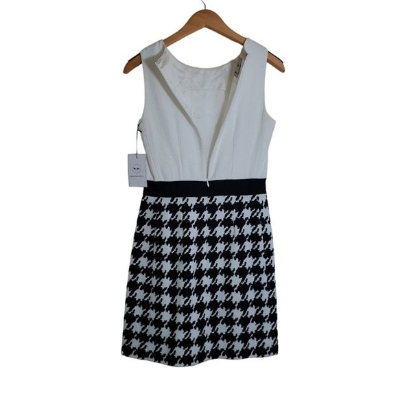 $580 NEW! Maison Weill Retro Ivory Black Houndstooth Prom Cocktail Formal EU36 - Picture 5 of 7